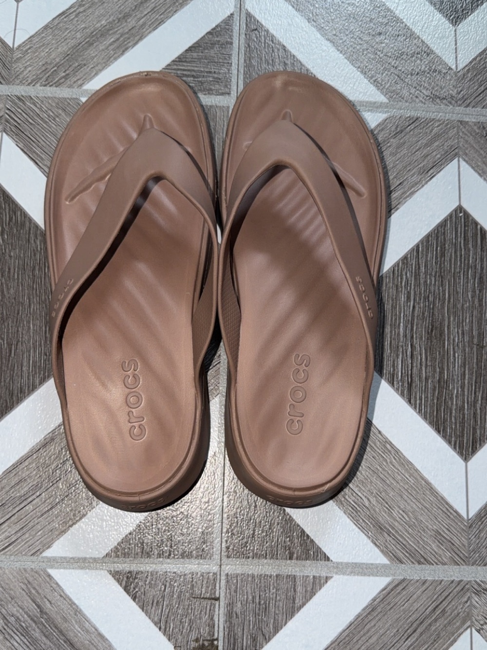 CROCS Women’s Taupe Brown Flip Flop Sandals